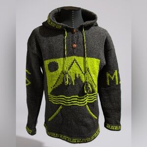 Native Creations Grey Knit Hoodie with Wooden Button